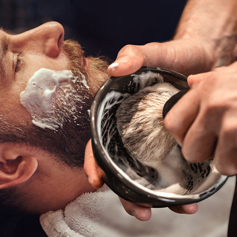 Cross-Border Men's Beard Suit Pogonotomy Brewing Bowl Barber Beard Cleaning Care Nylon Hair Beard Brush