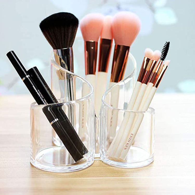 Transparent Acrylic Makeup Brush And Eyebrow Pencil Bucket