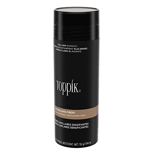 Toppik Hair Building Fibers, Light Brown, 55g Fill In Fine or Thinning Hair, Instantly Thicker, Fuller Looking, 9 Shades for Men & Women, Keratin Protein Formula
