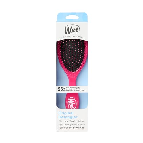 Wet Brush Detangling Brush, Original Detangler Brush (Pink) - Wet & Dry Tangle-Free Hair Brush for Women & Men - No Tangle Soft & Flexible Bristles for Straight, Curly, & Thick Hair