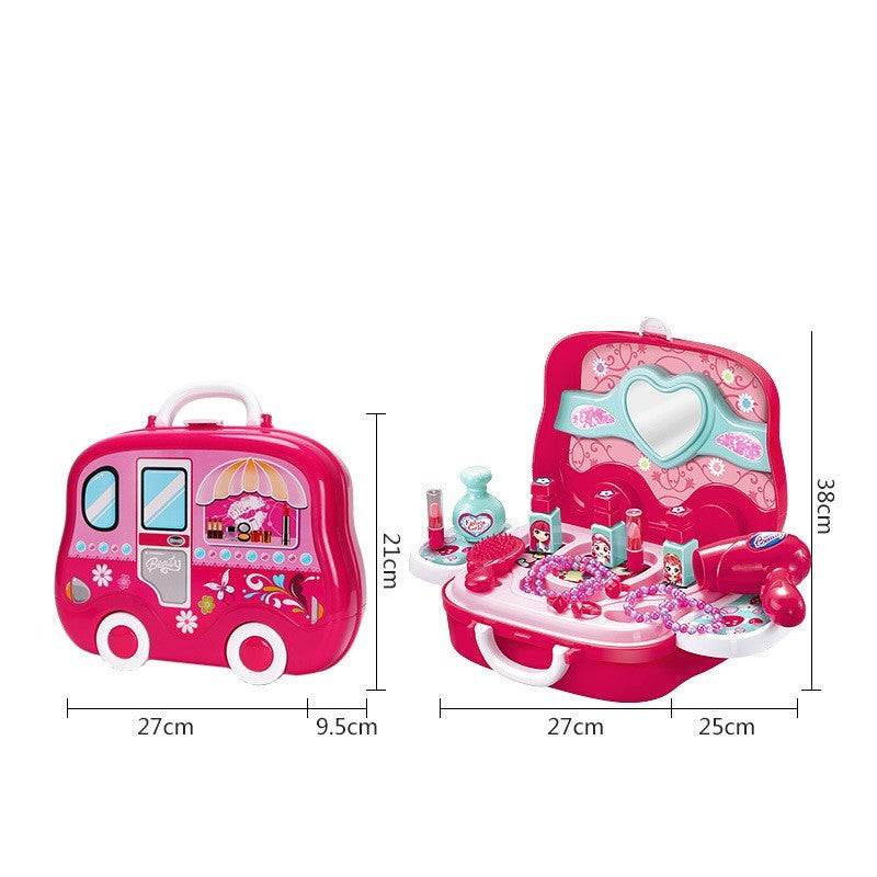 Children Pretend Play Makeup Cosmetic Kit Travel Box