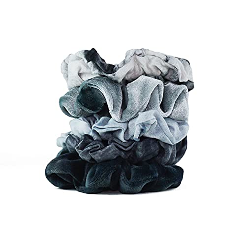 Kitsch Scrunchies for Hair, Hair Scrunchies for Women, Soft Scrunchy Hair Bands, Stretchy, 5 Pack… (Velvet Tie Dye Slate)