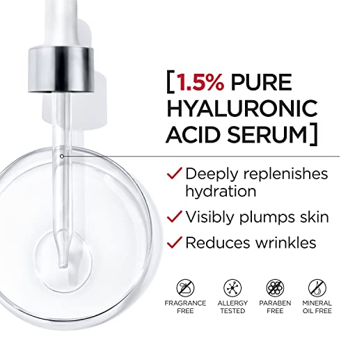 L'Oreal Paris Revitalift 1.5% Pure Hyaluronic Acid Face Serum 1.0 oz + True Match Lumi Glotion Natural Glow Enhancer Lotion, Medium 1.35 fl. oz, 1 kit