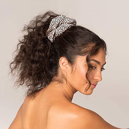 Kitsch Satin Rhinestone Brunch Scrunchie - Softer than Silk Scrunchies for Women | Jumbo Satin Hair Tie for Thick Thin Hair (Dot)