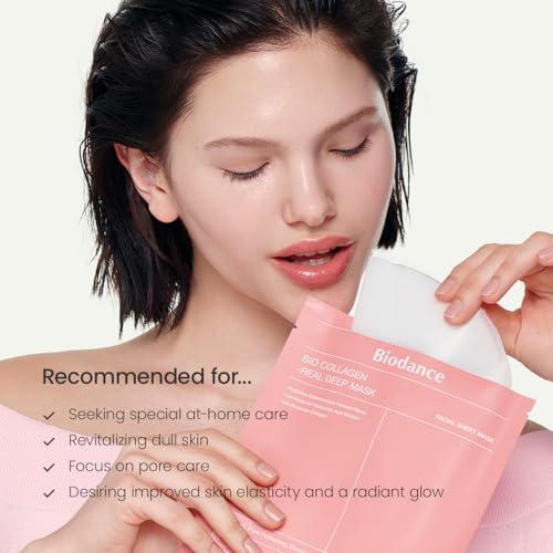 BIODANCE Bio-Collagen Real Deep Mask, Hydrating Overnight Hydrogel Mask, Pore Minimizing, Plumping, Elasticity Improvement, Korean Skincare for stocking stuffers | 1.19oz(34g) x 16ea