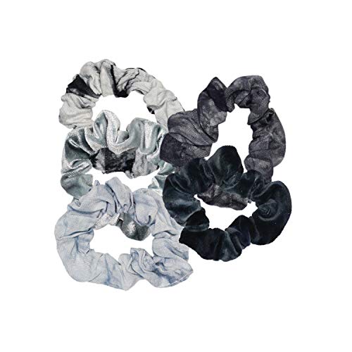 Kitsch Scrunchies for Hair, Hair Scrunchies for Women, Soft Scrunchy Hair Bands, Stretchy, 5 Pack… (Velvet Tie Dye Slate)