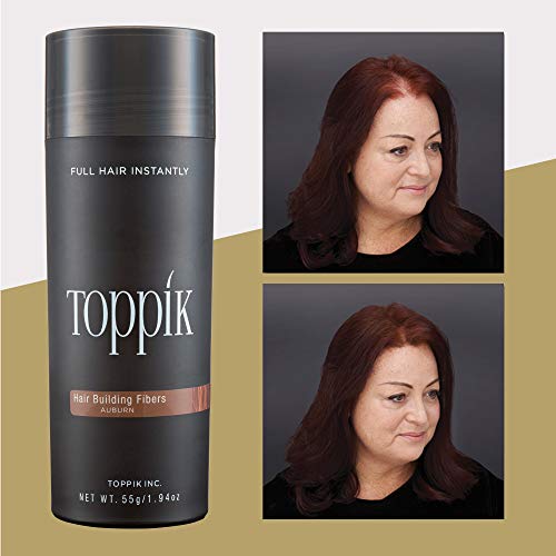 Toppik Hair Building Fibers, Auburn, 1.94 Ounce Fill In Fine or Thinning Hair, Instantly Thicker, Fuller Looking, 9 Shades for Men & Women, Keratin Protein Formula