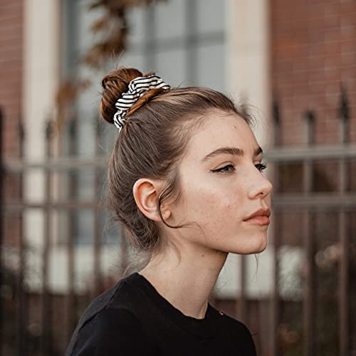Kitsch Softer Than Silk Hair Scrunchies - Stylish Satin Hair Ties for Women and Girls | Cute Styling Scrunchie Pack of 5 for Hair (Stripe)