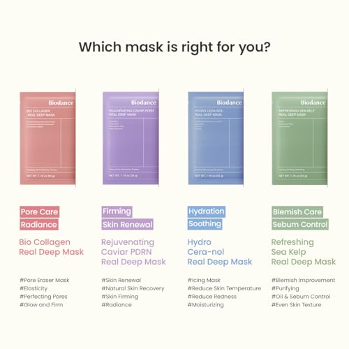 BIODANCE Bio-Collagen Real Deep Mask, Hydrating Overnight Hydrogel Mask, Pore Minimizing, Plumping, Elasticity Improvement, Korean Skincare for stocking stuffers | 1.19oz(34g) x 16ea