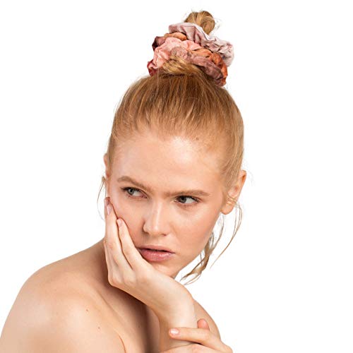 Kitsch Matte Hair Scrunchies - 5pc (Rust) | Large Hair Ties for Women | Hair Tie Scrunchies for Girls | Cute Scrunchie | Hair Bands & Ponytail Holders, 5 Count