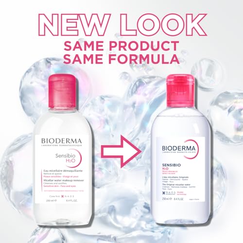 Bioderma Sensibio H2O Micellar Water, Makeup Remover Cleanser, Gentle for Skin, Fragrance-Free & Alcohol-Free, Gentle Face Cleanser for Sensitive Skin, 8.4 Fl Oz