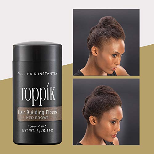 Toppik Hair Building Fibers, Medium Brown, 3g Fill In Fine or Thinning Hair, Instantly Thicker, Fuller Looking, 9 Shades for Men & Women, Keratin Protein Formula