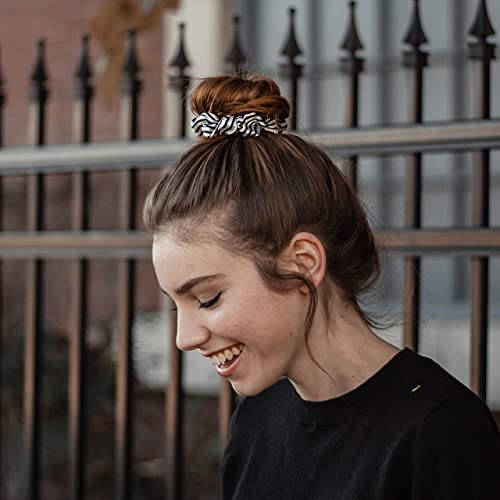 Kitsch Softer Than Silk Hair Scrunchies - Stylish Satin Hair Ties for Women and Girls | Cute Styling Scrunchie Pack of 5 for Hair (Stripe)