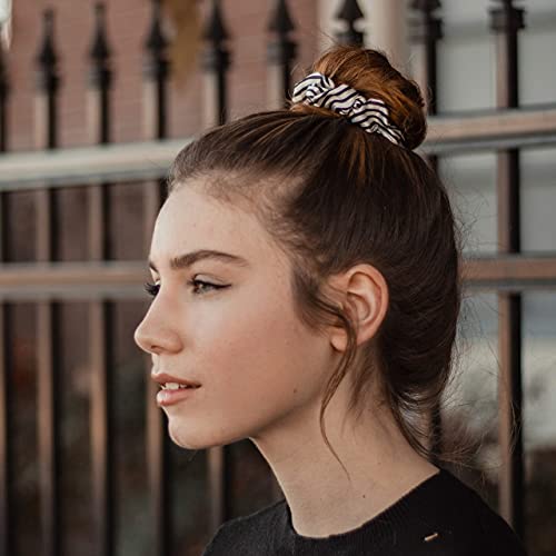Kitsch Softer Than Silk Hair Scrunchies - Stylish Satin Hair Ties for Women and Girls | Cute Styling Scrunchie Pack of 5 for Hair (Stripe)