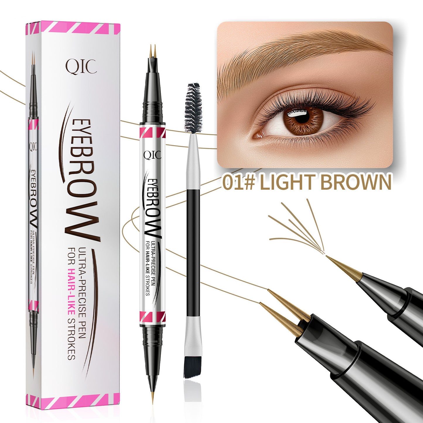 Distinct Look Sweat-proof Long Lasting Fadeless Two-fork Eyebrow Pencil