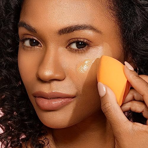 Real Techniques Miracle Complexion Sponge + Miracle 2-In-1 Powder Puff, Makeup Blending Sponge & Dual-Sided Powder Puff, For Liquids, Creams, & Powders, Vegan & Latex-Free, 2 Count