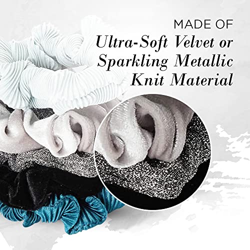 Kitsch Velvet Scrunchies - Large Hair Ties, Ponytail Holders & Hair Bands for Women and Girls, 5pc (Holiday)