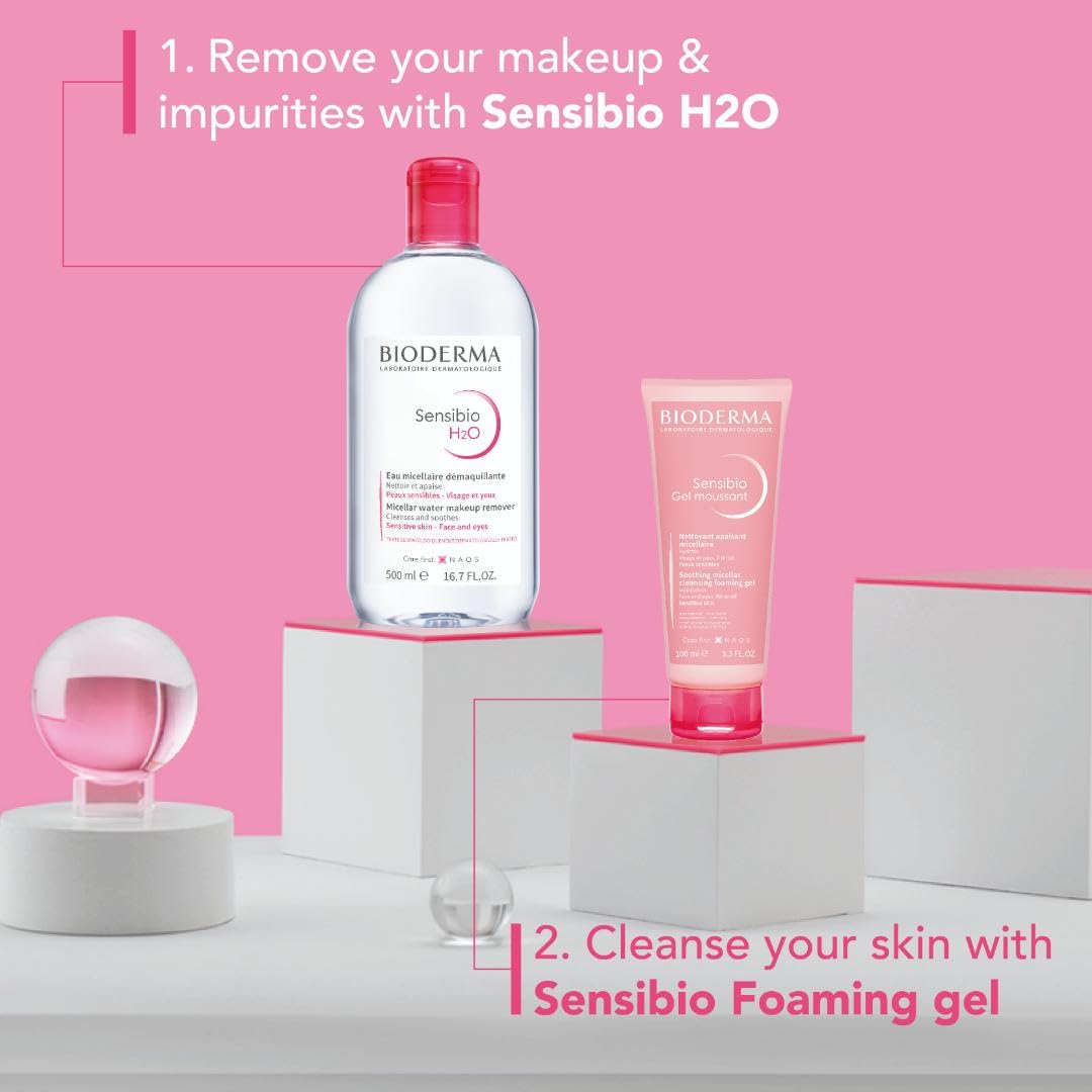 Bioderma Sensibio H2O 500ml + Sensibio Foaming gel 100ml - Soothing Cleansing Bundle
