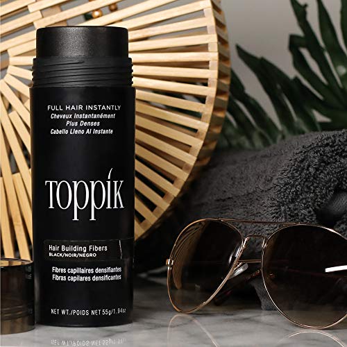 oppik Hair Building Fibers, Black, 3g Fill In Fine or Thinning Hair, Instantly Thicker, Fuller Looking, 9 Shades for Men & Women, Keratin Protein Formula