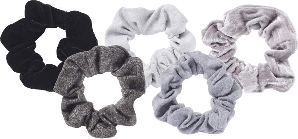 Kitsch Assorted Scrunchies - Large Hair Ties and Ponytail Holders | Cute Hair Bands for Women and Girls, 5pc (BlackGray)