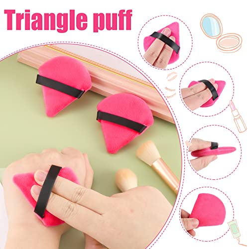 Pimoys 6 Pieces Powder Puff Face Soft Triangle Makeup Puff Velour Puffs for Loose Powder Setting Powder Cosmetic Foundation Sponge Beauty Makeup Tool, Rose Red