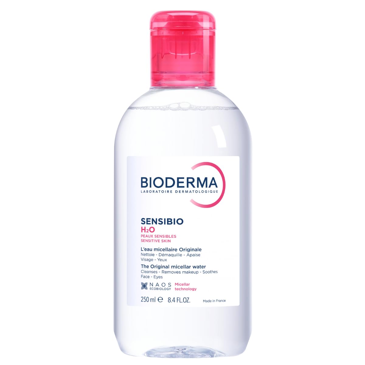 Bioderma Sensibio H2O Micellar Water, Makeup Remover Cleanser, Gentle for Skin, Fragrance-Free & Alcohol-Free, Gentle Face Cleanser for Sensitive Skin, 8.4 Fl Oz