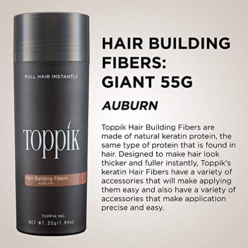Toppik Hair Building Fibers, Auburn, 1.94 Ounce Fill In Fine or Thinning Hair, Instantly Thicker, Fuller Looking, 9 Shades for Men & Women, Keratin Protein Formula