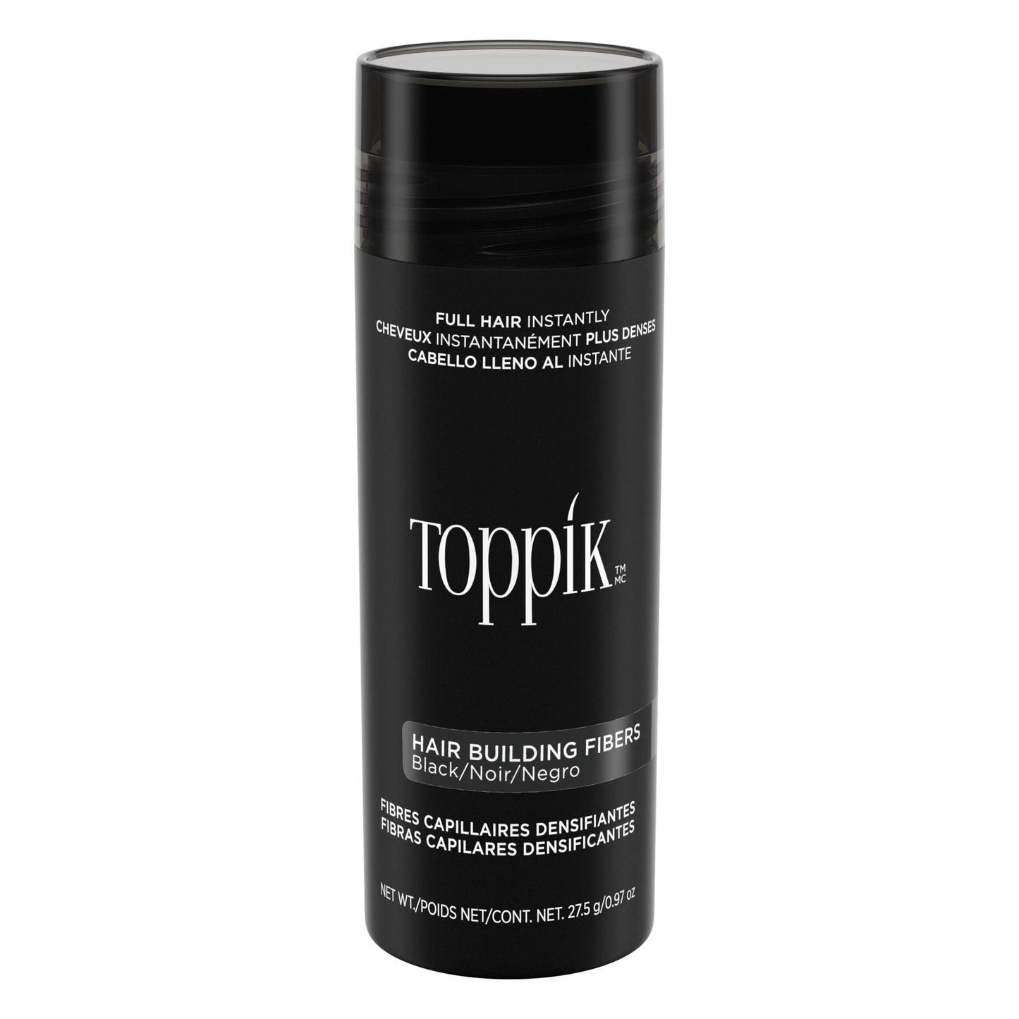 Toppik Hair Building Fibers, Black, 27.5g Fill In Fine or Thinning Hair, Instantly Thicker, Fuller Looking, 9 Shades for Men & Women, Keratin Protein Formula