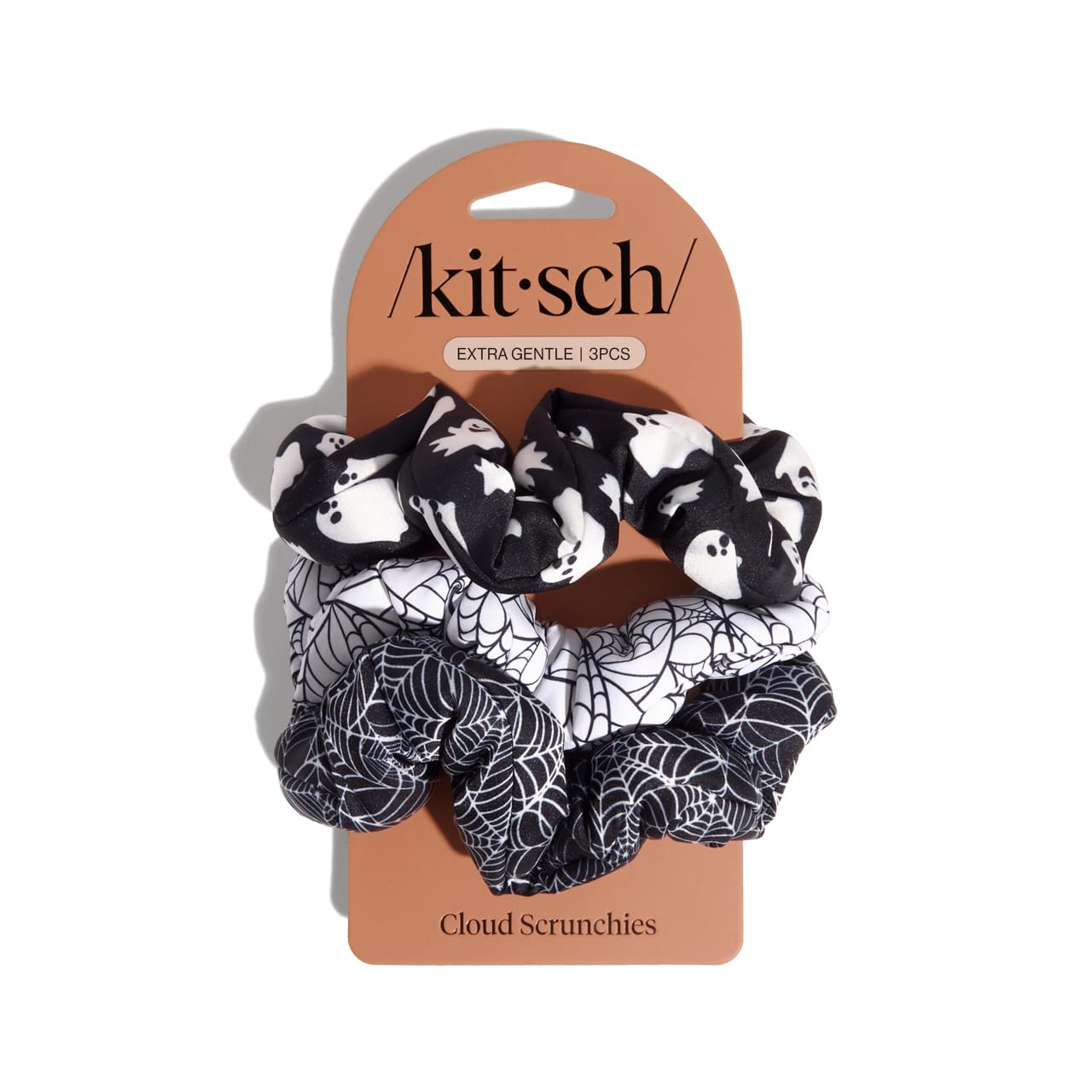 Kitsch Recycled Fabric Cloud Scrunchies – Halloween Hair Scrunchies for Women’s Hair – Spiderweb Design Hair Ties – Festive Hair Accessories & Halloween Accessories - 3pc Set