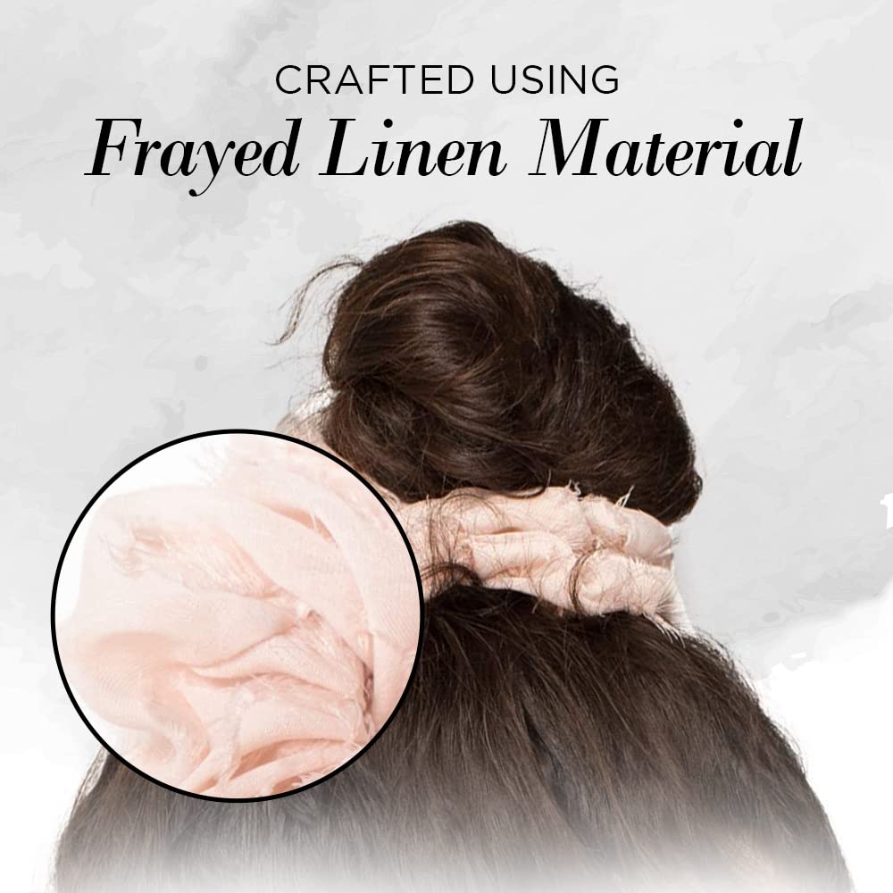 Kitsch Satin Brunch Scrunchie, Softer than Silk Scrunchies for Women, Jumbo Satin Hair Tie for Thick Thin Hair, Frayed Blush