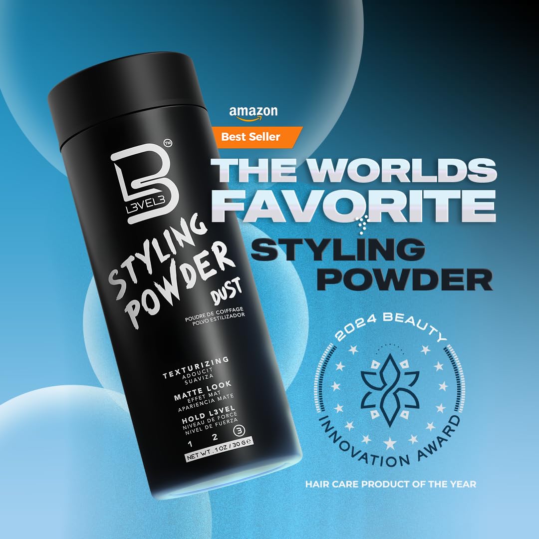 L3 Level 3 Styling Powder - Natural Look Mens Powder - Easy to Apply with No Oil or Greasy Residue (Large - 60 Grams)