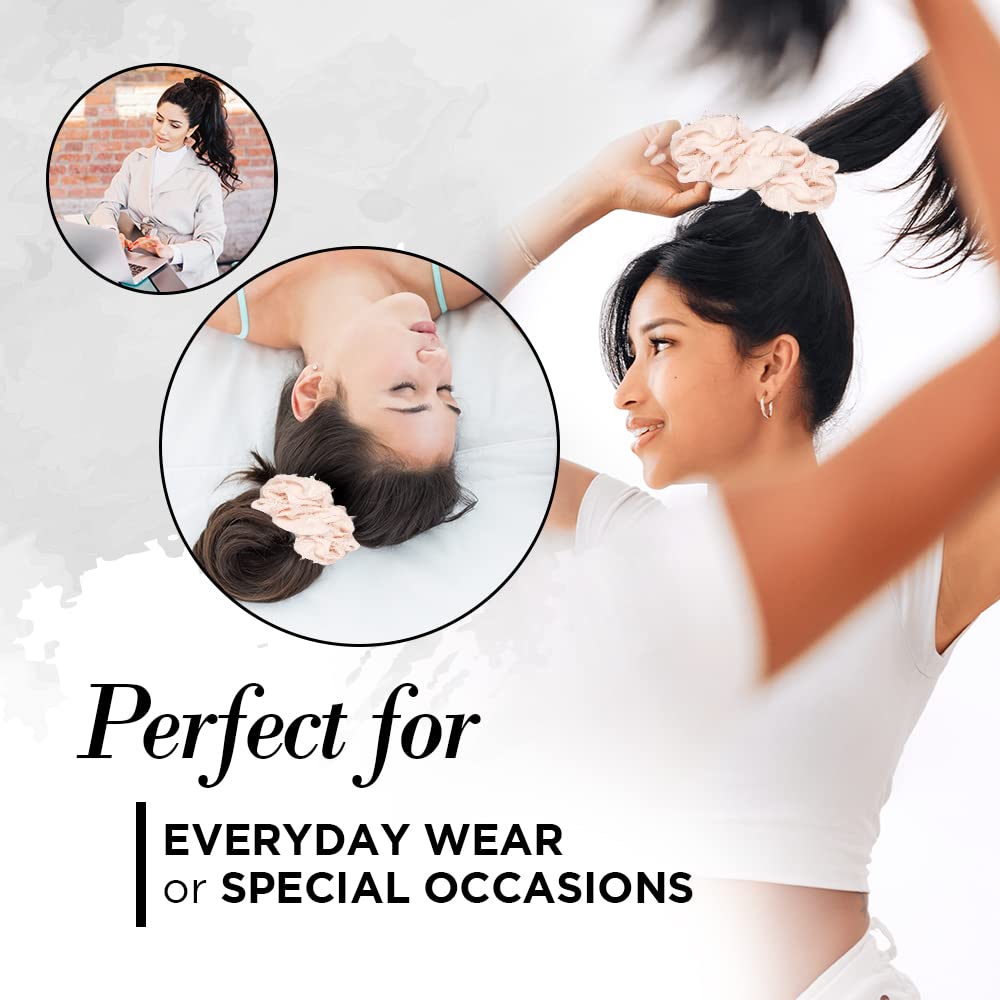 Kitsch Satin Brunch Scrunchie, Softer than Silk Scrunchies for Women, Jumbo Satin Hair Tie for Thick Thin Hair, Frayed Blush
