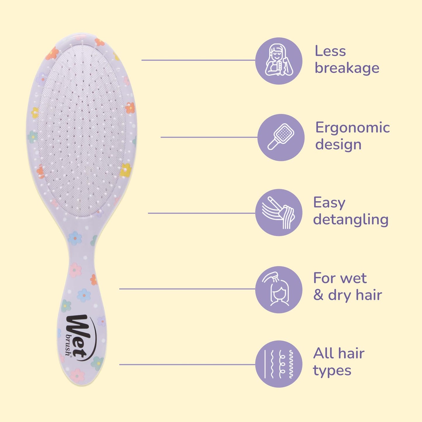 Wet Brush Original Detangling Hair Brush, Daisy (Hello Disney) - Ultra-Soft IntelliFlex Bristles - Detangler Brush Glide Through Tangles With Ease For All - For Women, Men, Wet & Dry Hair
