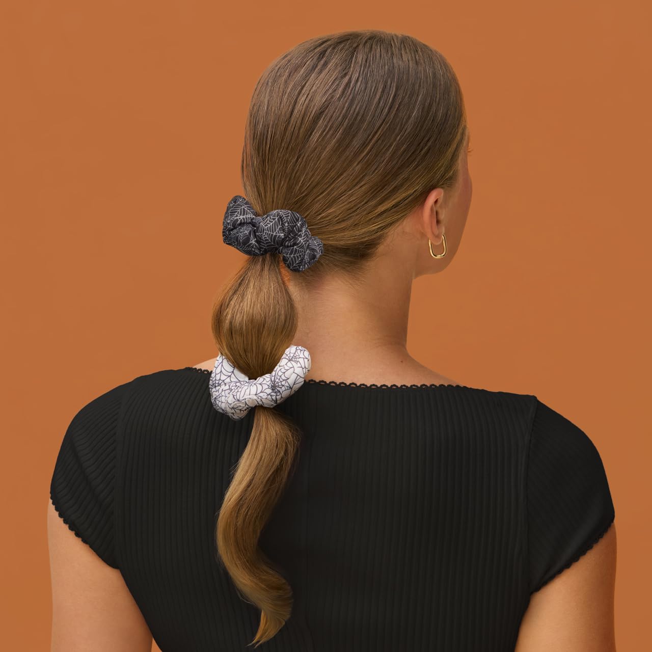 Kitsch Recycled Fabric Cloud Scrunchies – Halloween Hair Scrunchies for Women’s Hair – Spiderweb Design Hair Ties – Festive Hair Accessories & Halloween Accessories - 3pc Set
