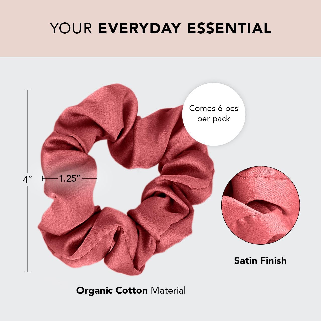 Kitsch Satin Hair Scrunchies for Women - Softer Than Silk Scrunchies for Hair, Satin Scrunchies for Girls & Satin Hair Ties for Women, Holiday Gift, Cute Satin Hair Scrunchie for Styling, 6pc Mulberry