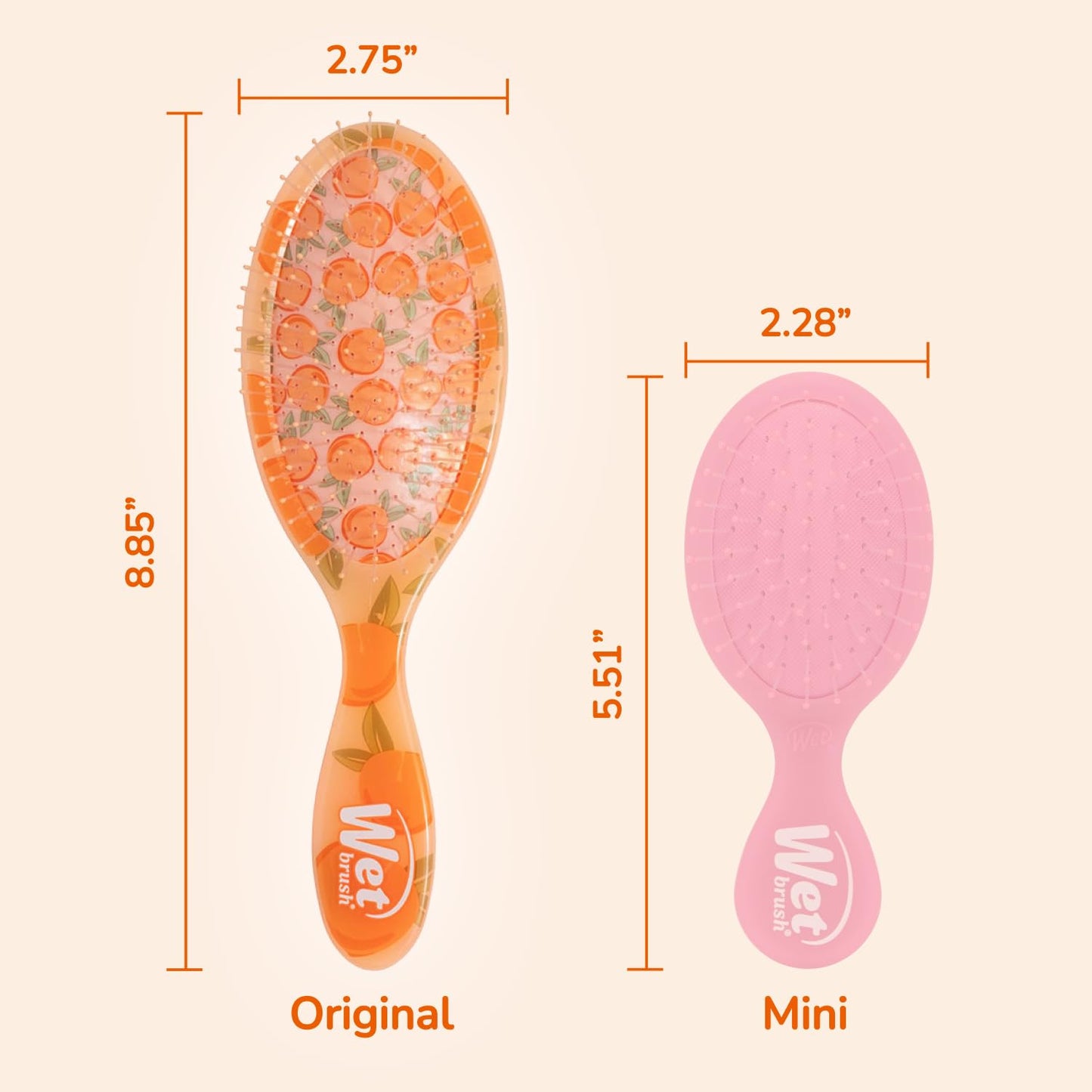 Wet Brush Original Detangler, Peach (Tutti Fruitti), Ultra-Soft IntelliFlex Bristles Glide Through Tangles, Detangling Hair Brush, All Hair Types (Wet & Dry), Women & Men, Limited Edition