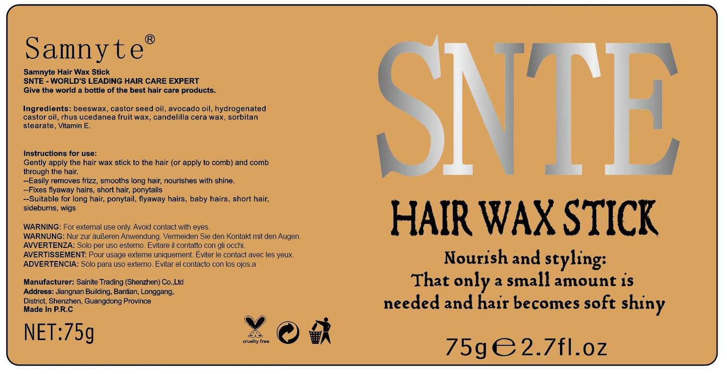 Samnyte Hair Wax Stick, Hair-Styling Waxes, Nourishing Accessories - Slick Stick for Women & Kids, Gel Tamer for Flyaways, Bun Maker & Styling Cream, 2.7 Fl Oz