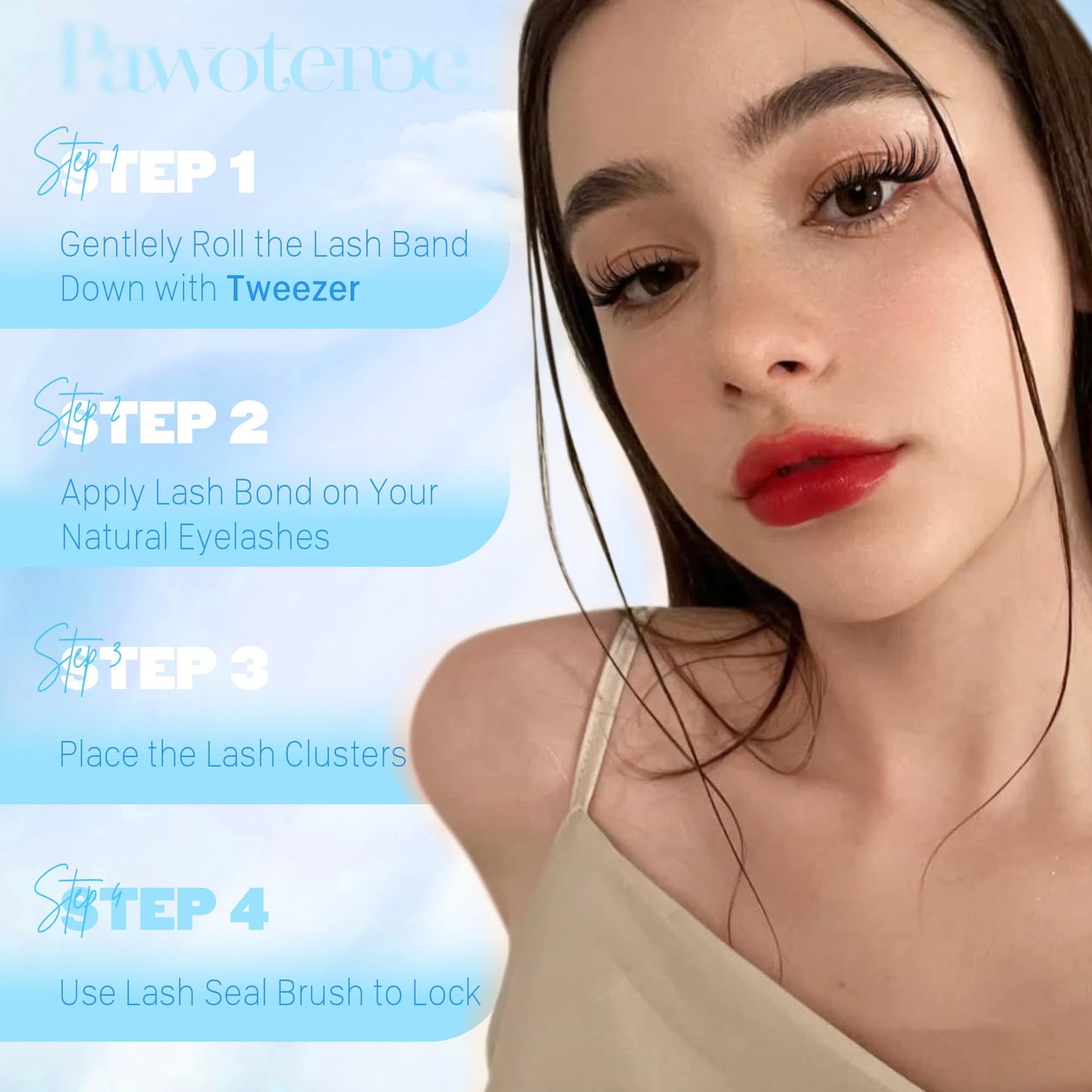 Pawotence Wispy Lash Clusters Natural Eyelash Clusters 8-16mm Cluster Eyelash Extensions 144pcs Fairy Individual Lashes Wispy Cluater Lashes Extension Natural Look