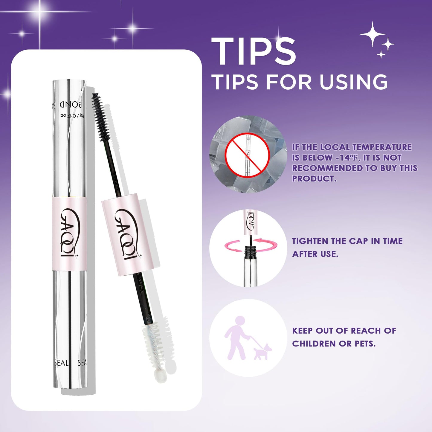 GAQQI Bond and Seal Lash Glue, Lash Cluster Glue Waterproof Eyelash Adhesive for Eyelash Clusters, Long-Lasting 72H+, Latex Free (Pack of 2)