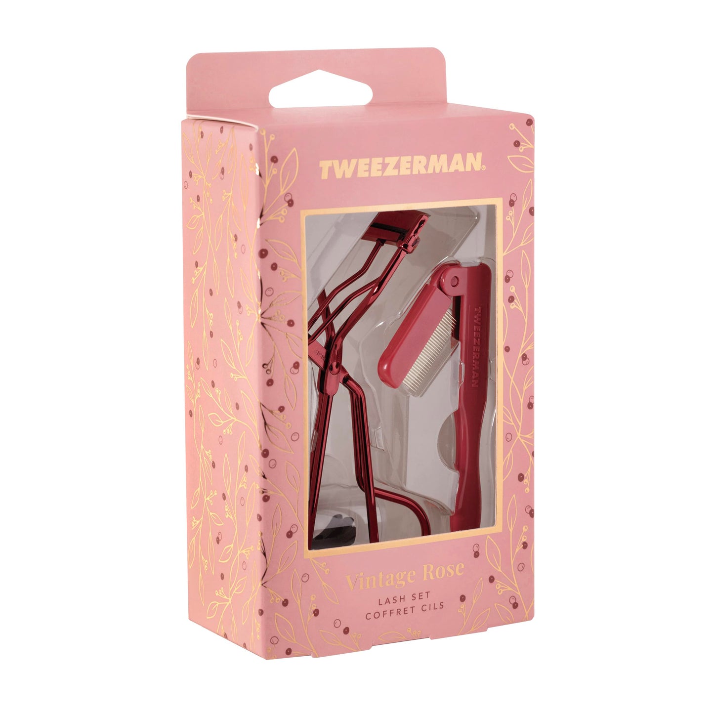 Tweezerman Vintage Rose Lash Gift Set - Makeup Eyelash Tool for All Eye Shapes