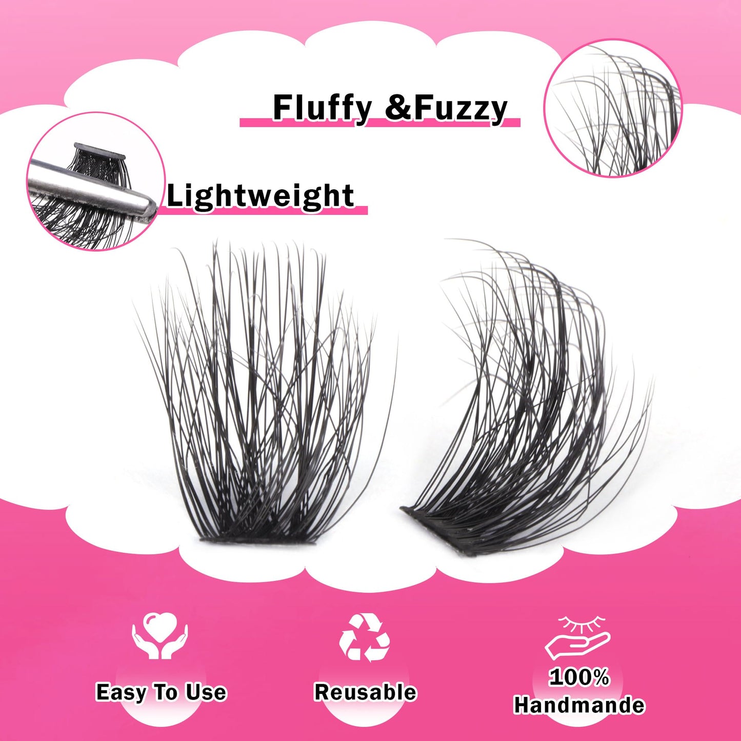 FANXITON DIY Lash Extension Kit Full Lash Clusters 288 pcs Thick Lash Clusters Kit D 10-18 mm Cluster Eyelash Extension Kit with Lash Bond and Seal Lash Tweezers Individual Lashes For Beginners