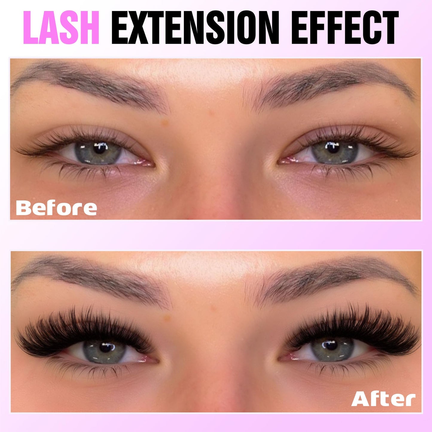 Pawotence Lash Clusters 280pcs Individual Lashes Cluster Eyelash Extensions 50D 9-16mm Mix Eyelash Clusters Lash Extension for Self Application at Home (50D, 0.07D, 9-16mm)
