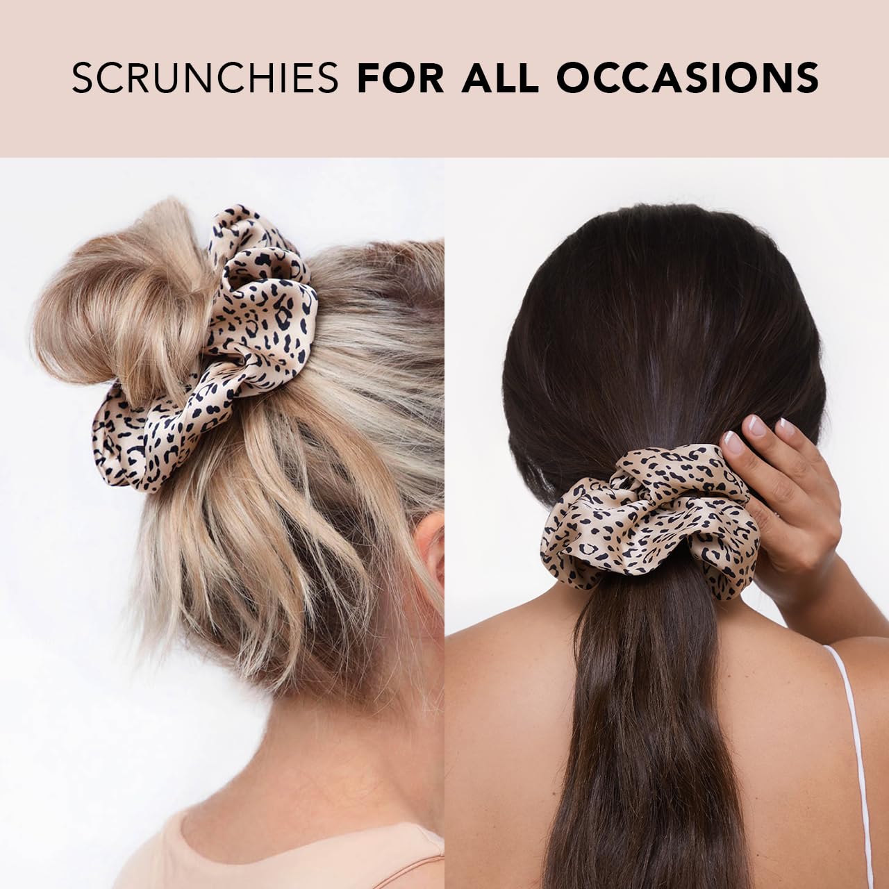 Kitsch Brunch Scrunchies - No Crease Hair Ties for Girls, Scrunchies for Women | Perfect for Daily Wear or Any Occasion - Leopard Print