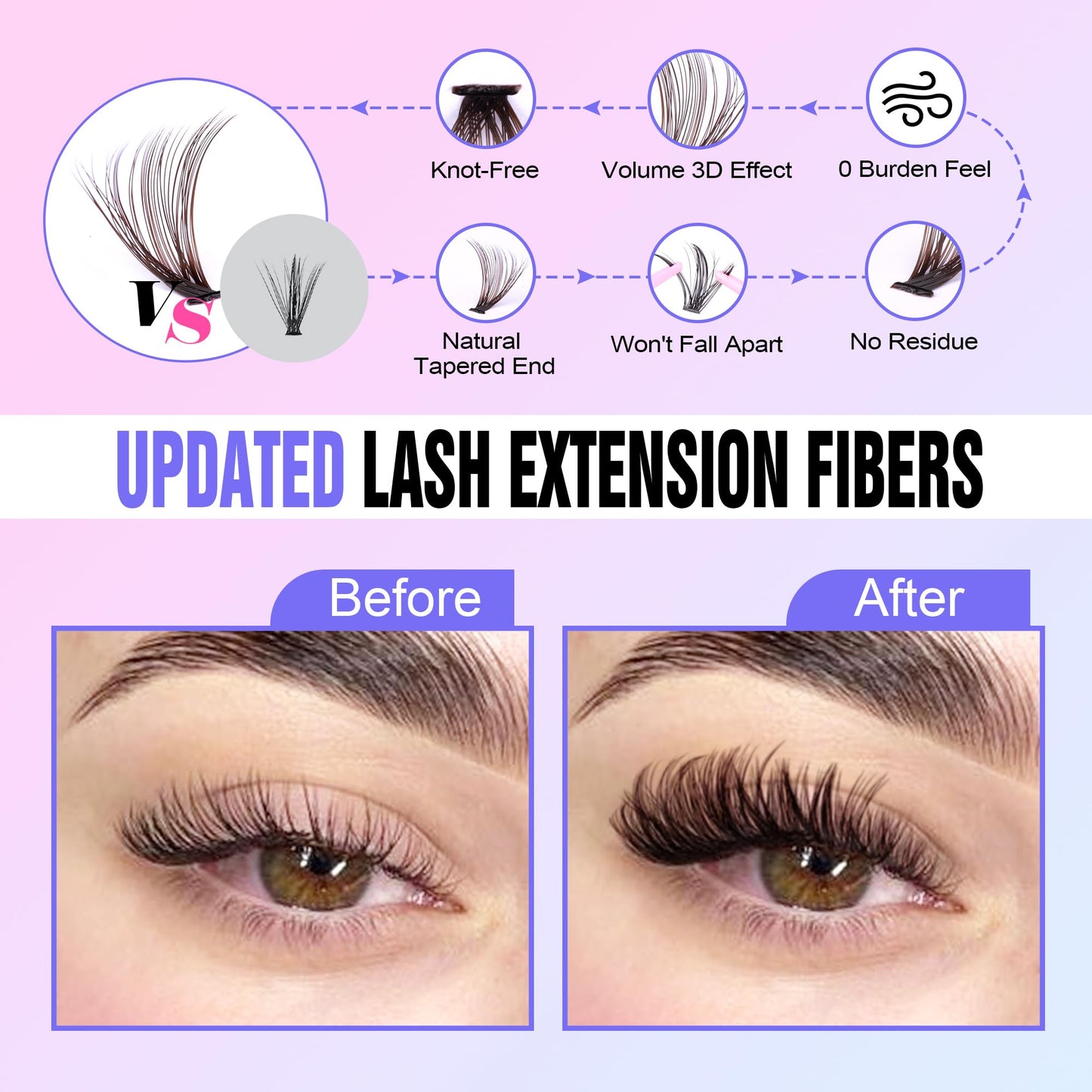 Pawotence Lash Extension Kit DIY 280pcs Brown Lash Clusters Eyelash Extension Kit 40D 9-16mm Individual Lashes Kit with Lash Bond and Seal Lash Tweezers for Self Use (Brown 40D, 9-16mm, Kit)
