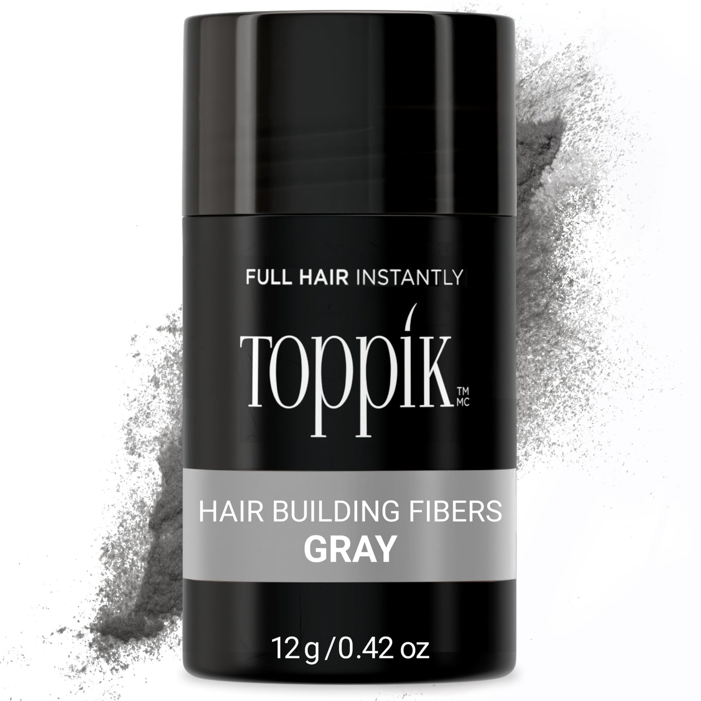 Toppik Hair Building Fibers, Gray, 12g Fill In Fine or Thinning Hair, Instantly Thicker, Fuller Looking, 9 Shades for Men & Women, Keratin Protein Formula
