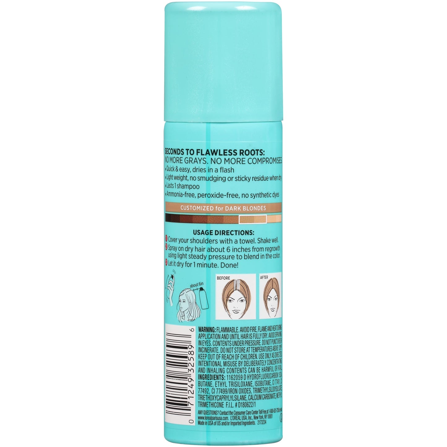 L'Oreal Paris Magic Root Cover Up Gray Concealer Spray Dark Blonde 2 oz.(Packaging May Vary)