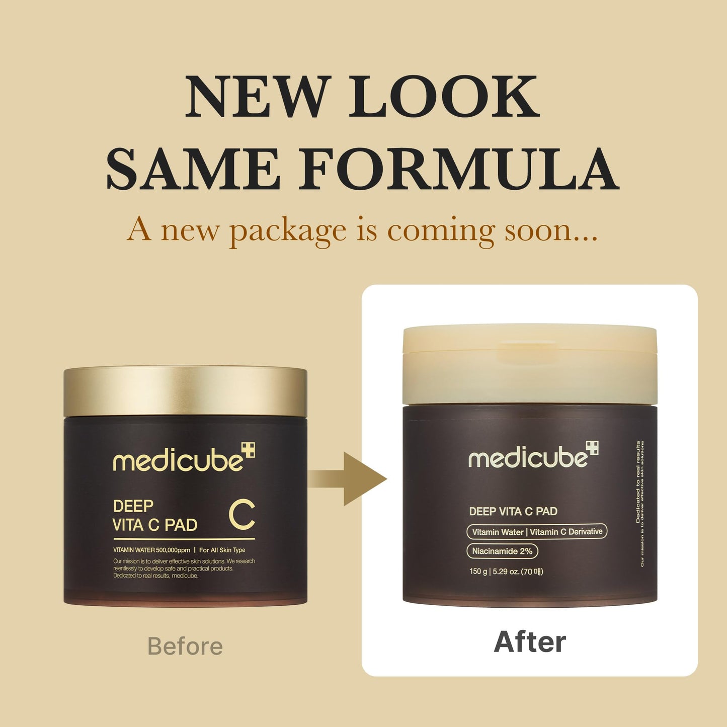Medicube Deep Vita C Facial Toner Pads for Uneven Skin Tone, 500,000PPM of Vitamin Water & 3 Types of Vitamin, Hydrating & Resurfacing (70 sheets)
