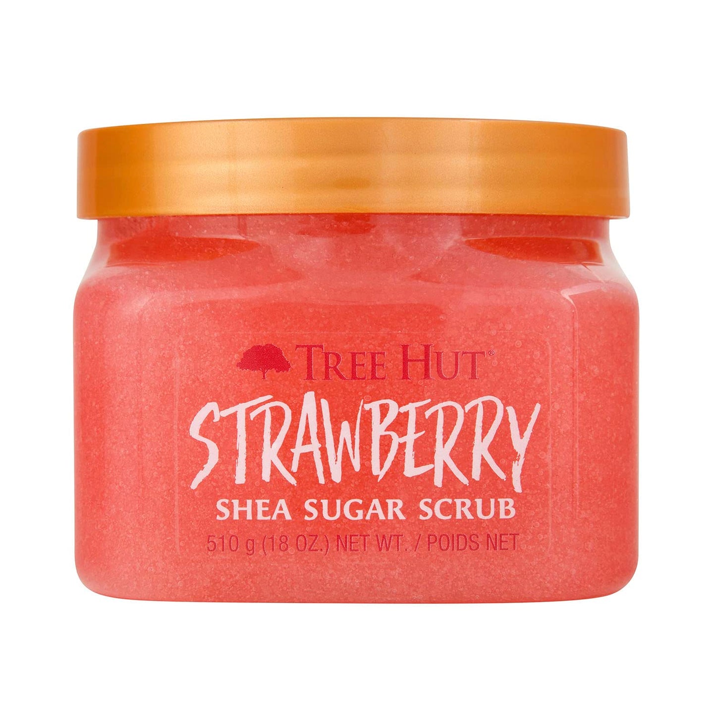 Tree Hut Strawberry Shea Sugar Scrub, Exfoliating, Hydrating & Moisturizing Body Scrub with Shea Butter & Nourishing Essential Oils, Smooth & Soften Skin, 18 oz