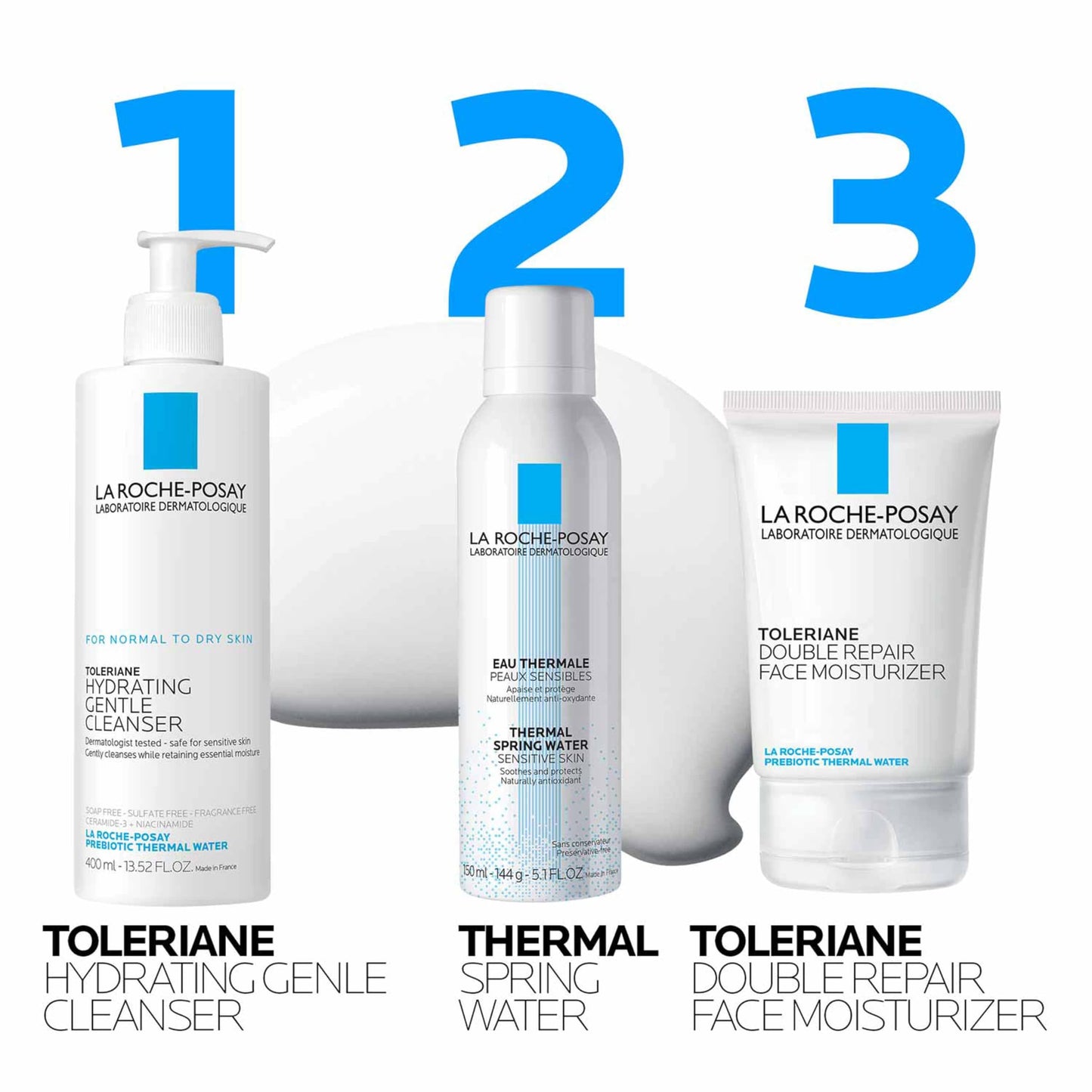 La Roche-Posay Toleriane Hydrating Gentle Face Cleanser & Refill, Hydrating Facial Cleanser With Niacinamide + Ceramides, Daily Face Wash For Dry Skin To Normal Skin