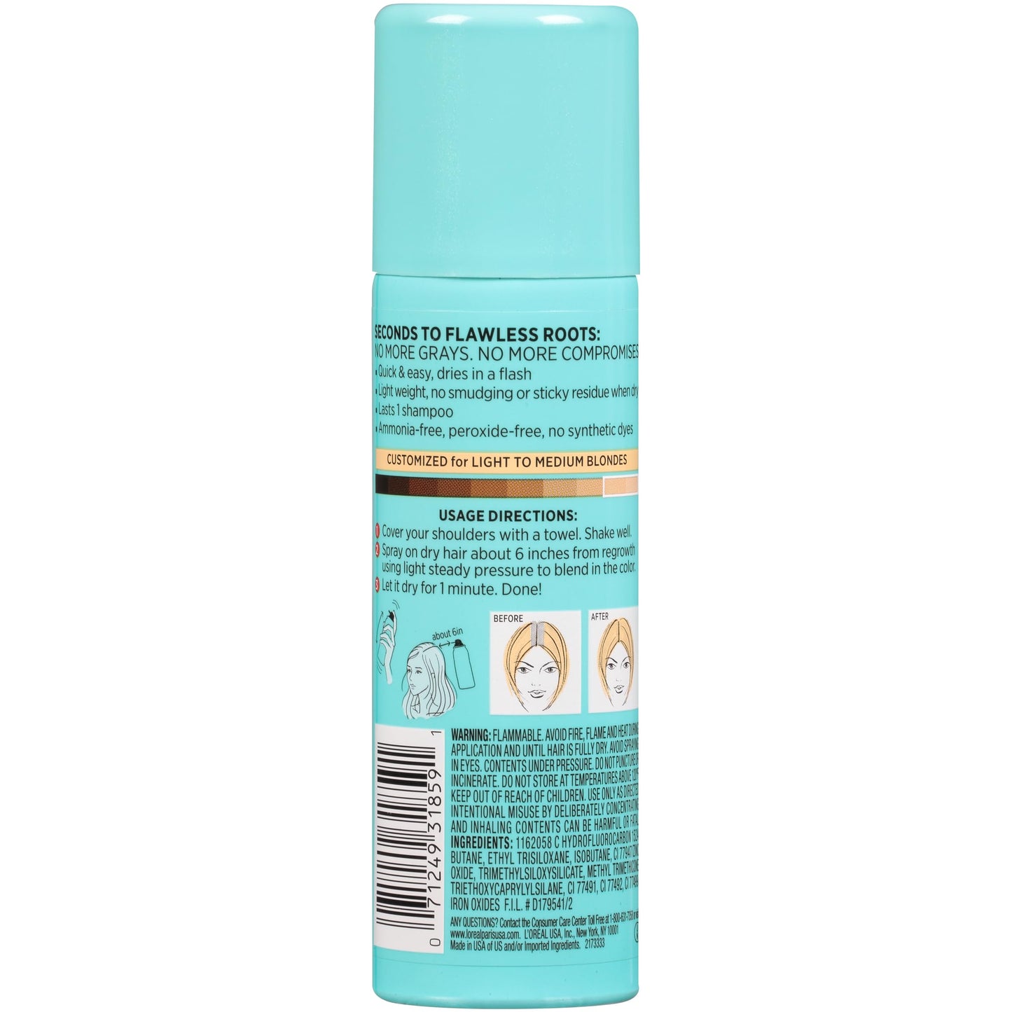 L'Oreal Paris Magic Root Cover Up Gray Concealer Spray Light to Medium Blonde 2 oz.(Packaging May Vary)